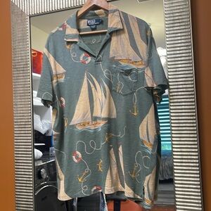 Rare Mac Miller Vintage Polo Ralph Lauren Camp Surfers Sailboats Shirt
Large